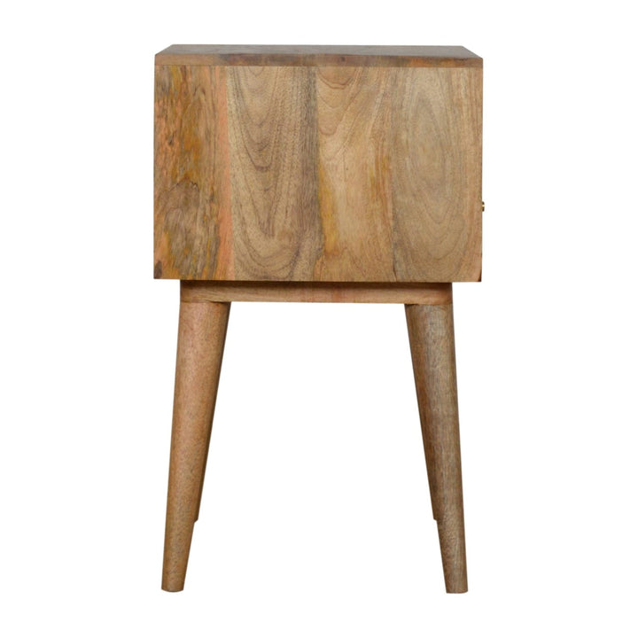 Assorted Oak-ish Open Slot Nightstand - Solid Mango Wood Bedside Table for Bedroom - main view showing handcrafted solid...