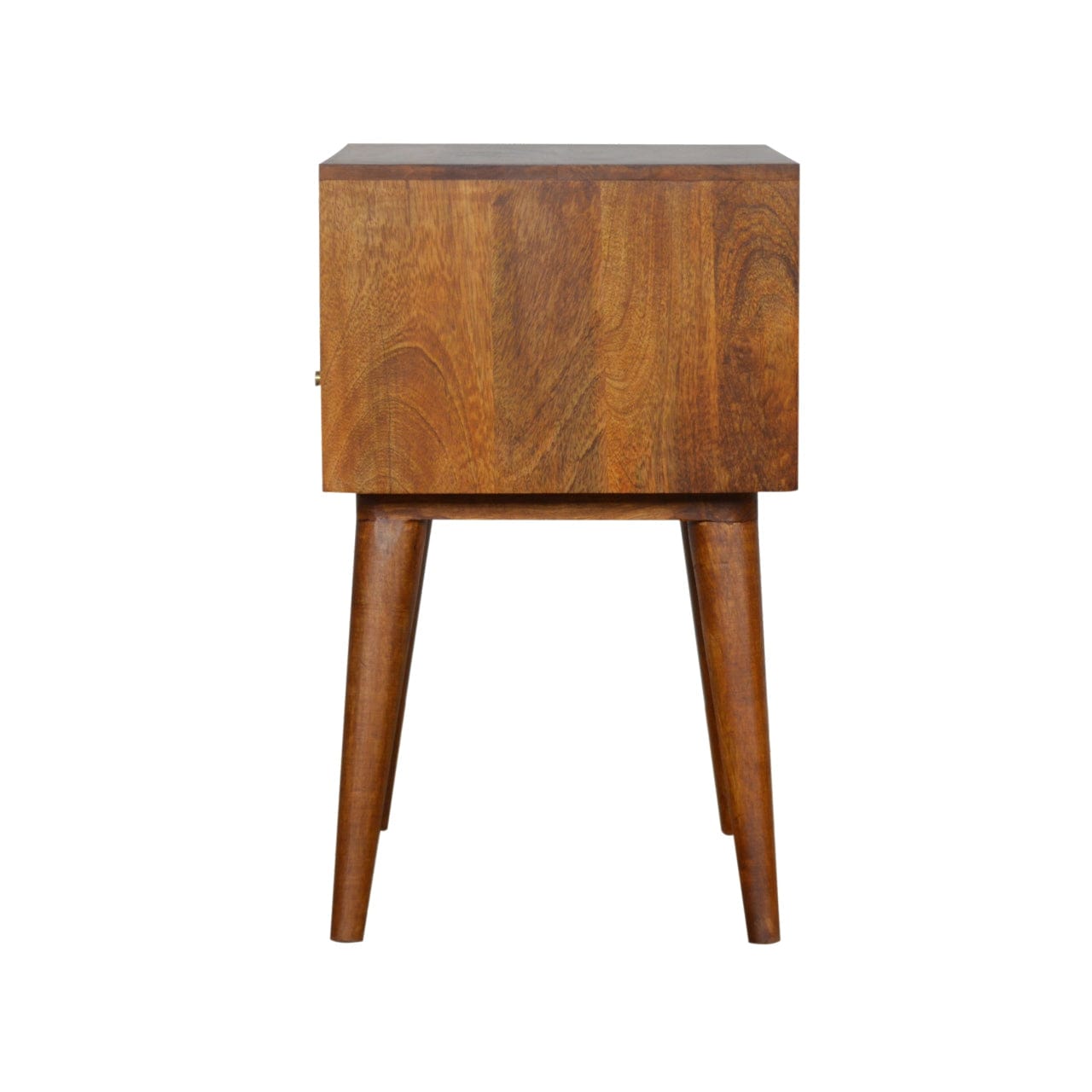 Assorted Open Chestnut Nightstand - Solid Mango Wood Bedside Table for Bedroom - product view 7 showing handcrafted solid...