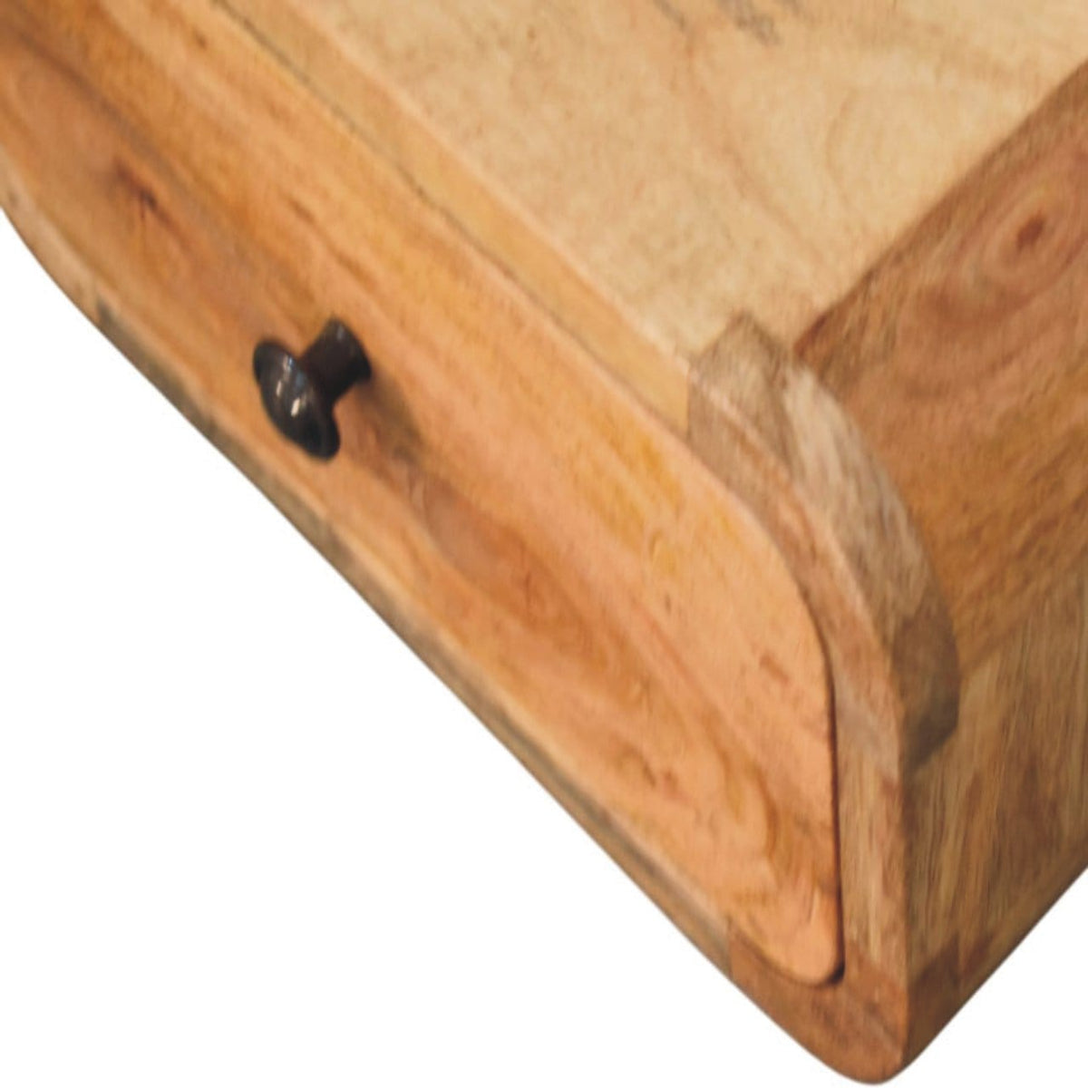 Avora Mini Wall-Mounted Oak-ish 1 Drawer Nightstand - Solid Mango Wood Bedside Table for Bedroom - product view 6 showing...
