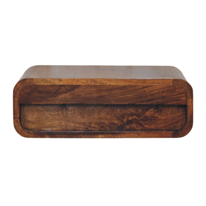 Avora Wall-Mounted Chestnut 1 Drawer Nightstand - Solid Mango Wood Bedside Table for Bedroom - product view 9 showing...