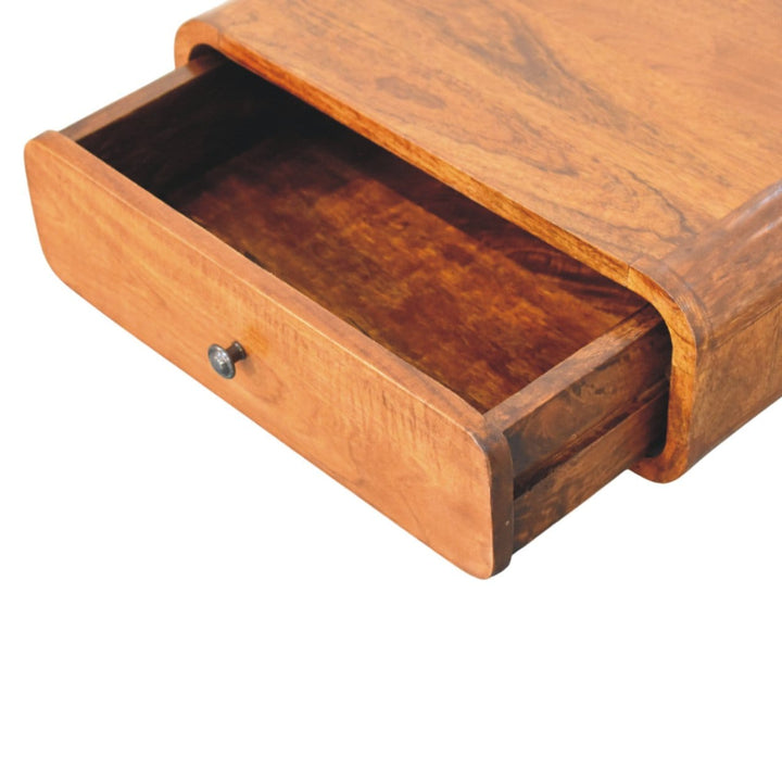 Avora Wall-Mounted Chestnut 1 Drawer Nightstand - Solid Mango Wood Bedside Table for Bedroom - product view 7 showing...