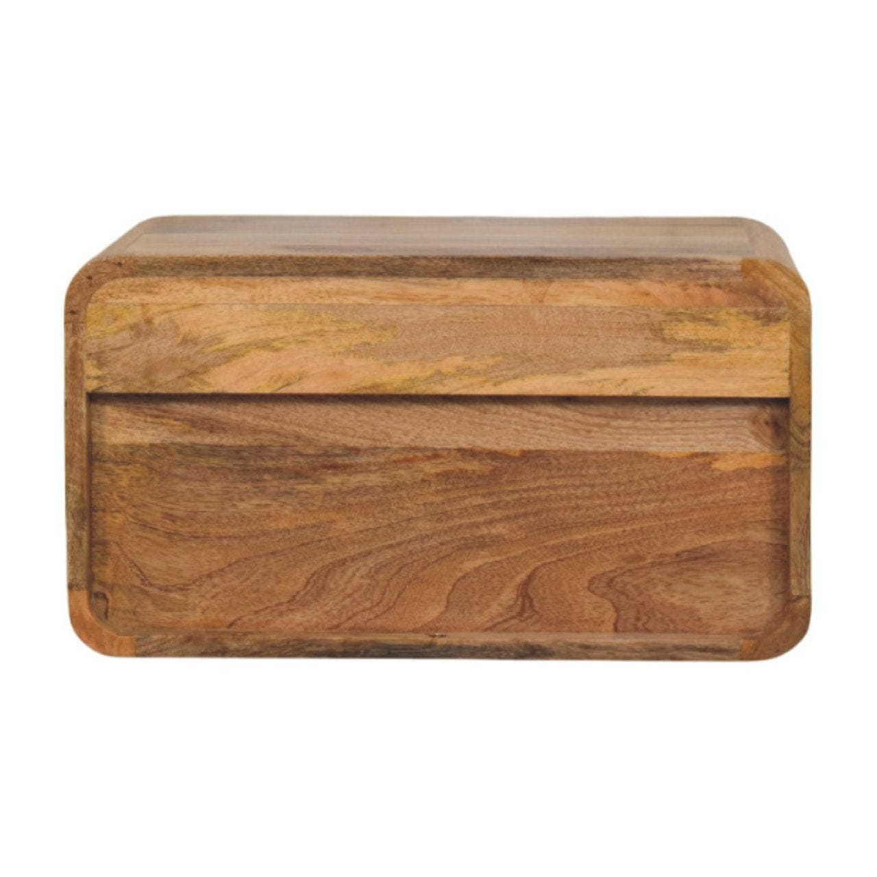 Avora Wall-Mounted Oak-ish Nightstand - Solid Mango Wood Bedside Table for Bedroom - product view 8 showing handcrafted...
