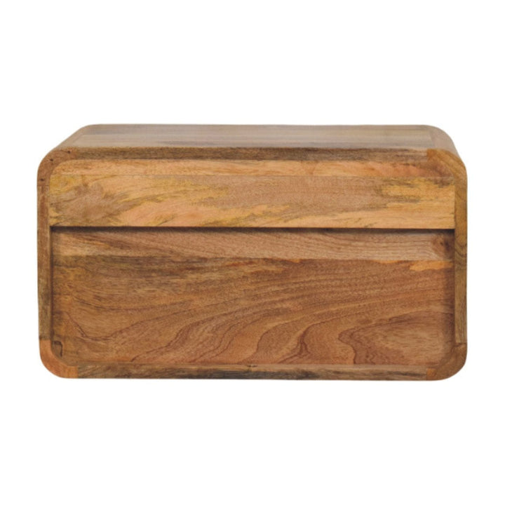 Avora Wall-Mounted Oak-ish Nightstand - Solid Mango Wood Bedside Table for Bedroom - product view 8 showing handcrafted...