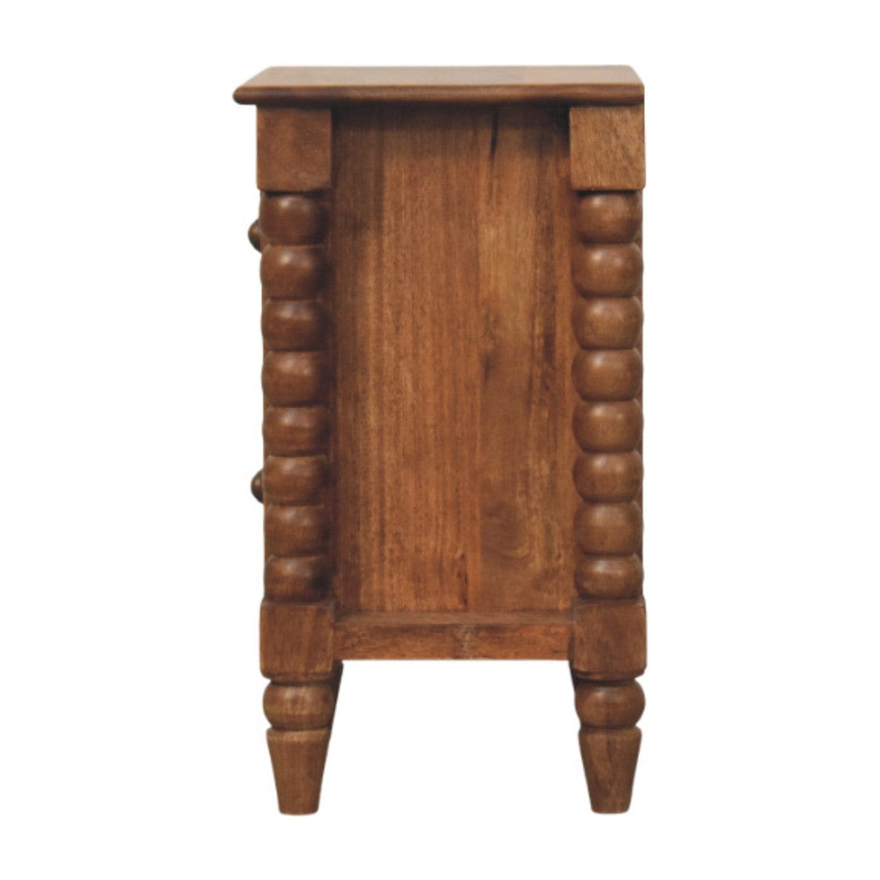 Barley Twist 2-Drawer Nightstand - Solid Mango Wood Bedside Table for Bedroom - product view 8 showing handcrafted solid...