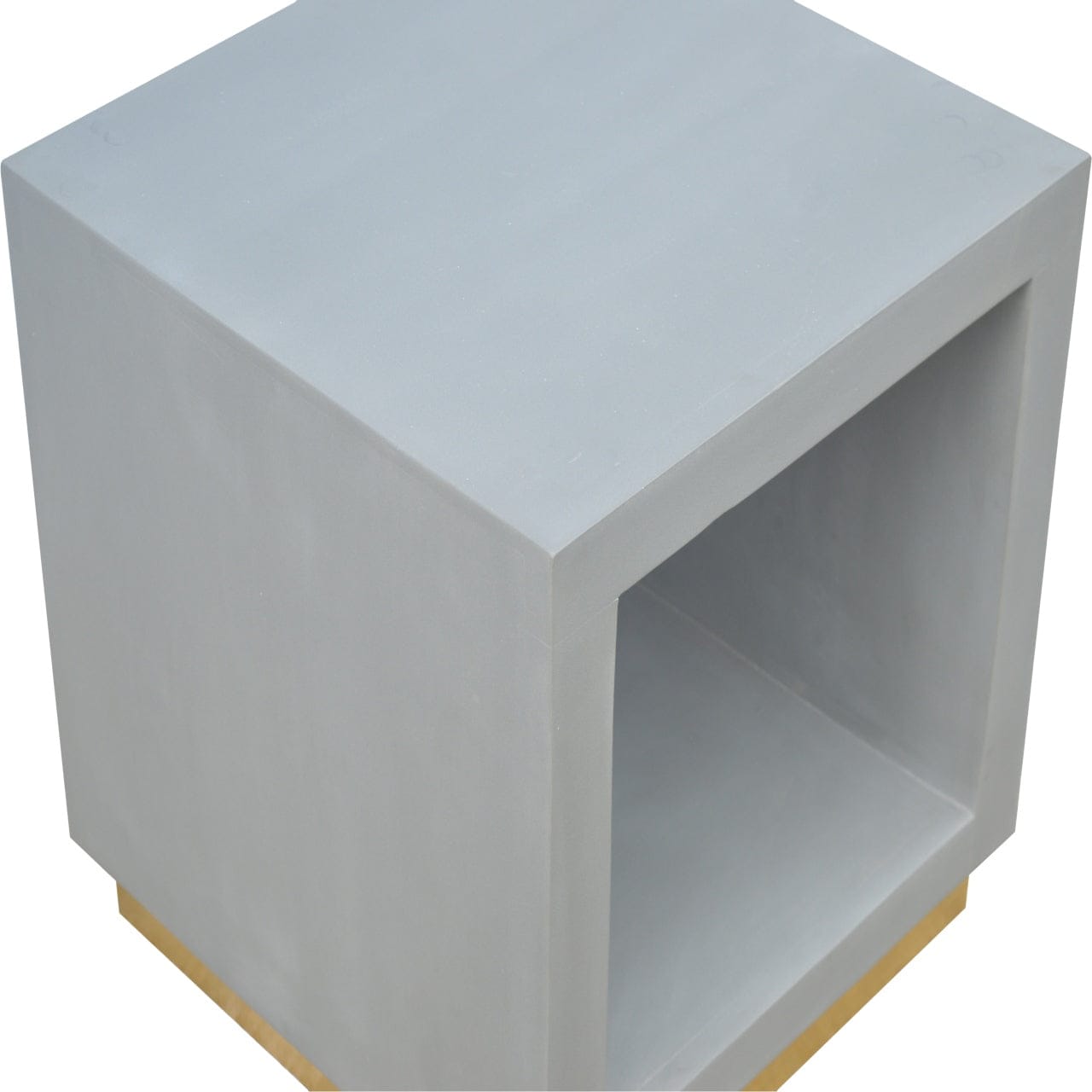 Cement Cube Nightstand - Solid Mango Wood Bedside Table for Bedroom - product view 2 showing handcrafted solid mango wood...