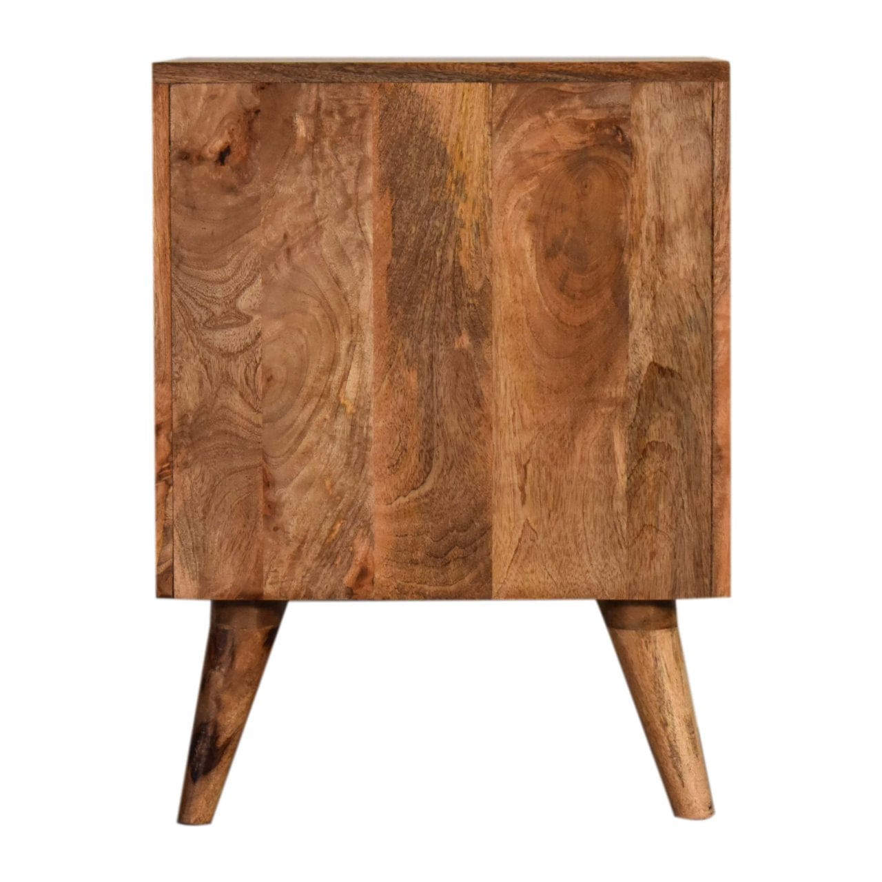 Diamond Screen Printed Nightstand - Solid Mango Wood Bedside Table for Bedroom - product view 8 showing handcrafted solid...