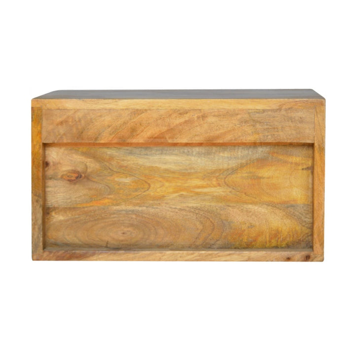 Dice Floating Nightstand - Solid Mango Wood Bedside Table for Bedroom - product view 8 showing handcrafted solid mango...