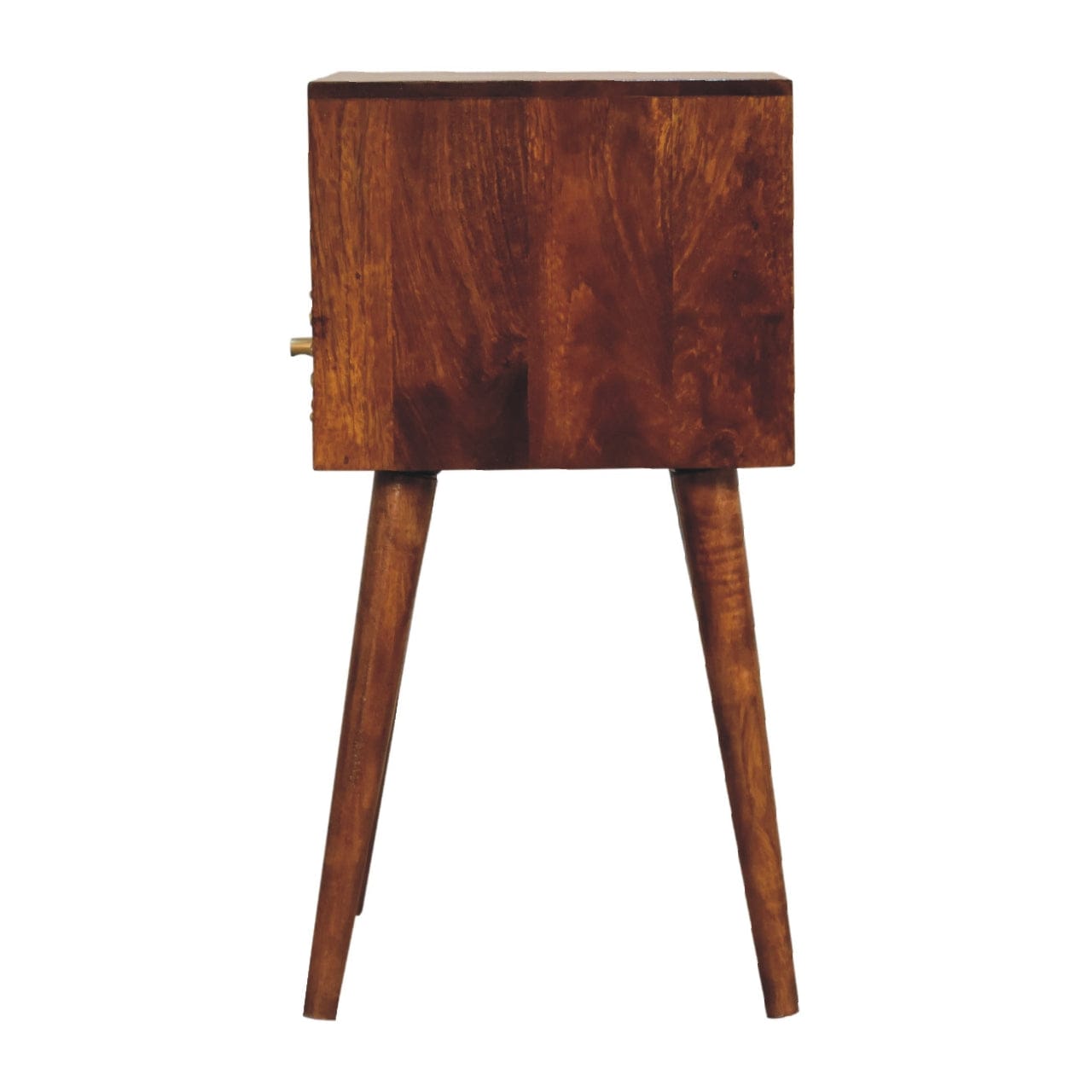 Eden Mini Nightstand - Solid Mango Wood Bedside Table for Bedroom - product view 9 showing handcrafted solid mango wood...