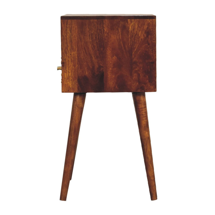 Eden Mini Nightstand - Solid Mango Wood Bedside Table for Bedroom - product view 9 showing handcrafted solid mango wood...