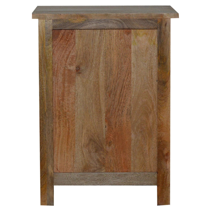 Farmhouse Country Style Nightstand - Solid Mango Wood Bedside Table for Bedroom - product view 7 showing handcrafted...