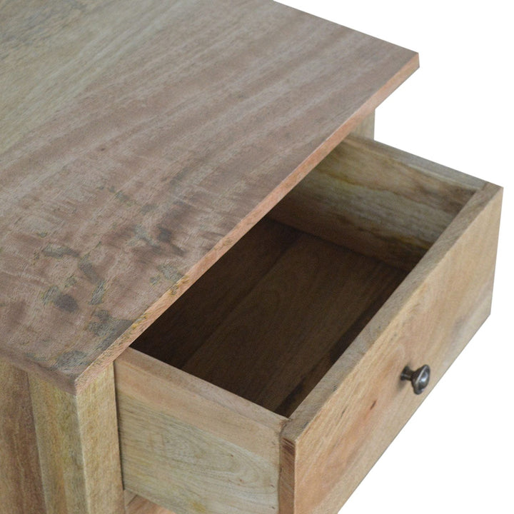 Farmhouse Country Style Nightstand - Solid Mango Wood Bedside Table for Bedroom - product view 6 showing handcrafted...