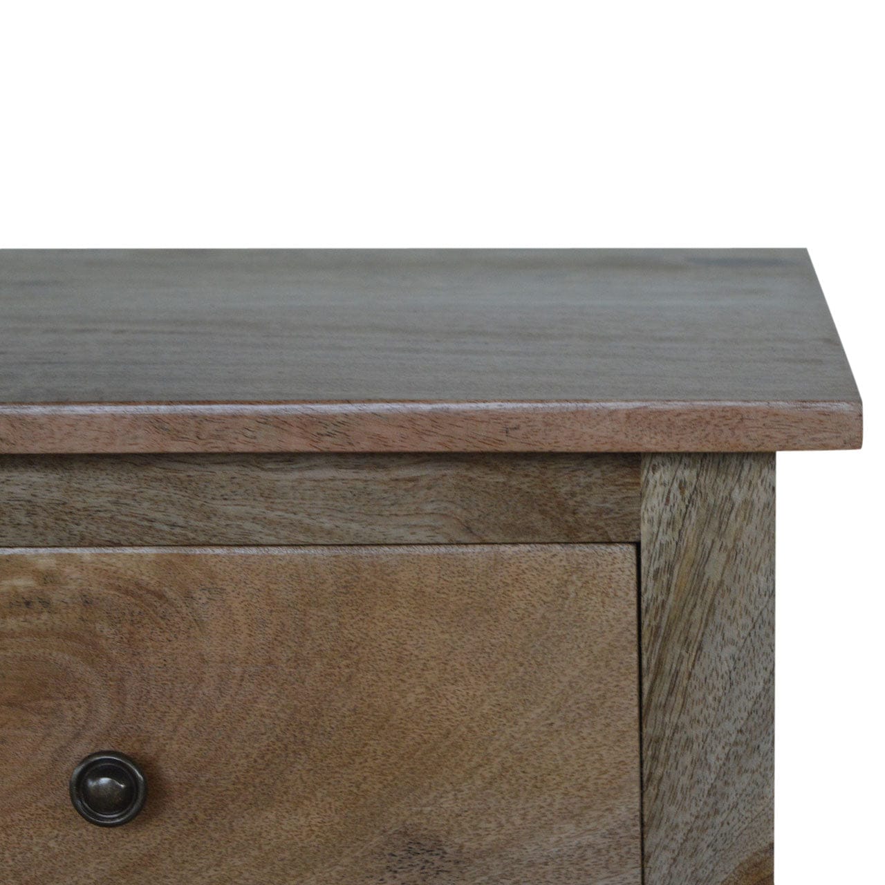 Farmhouse Country Style Nightstand - Solid Mango Wood Bedside Table for Bedroom - product view 4 showing handcrafted...