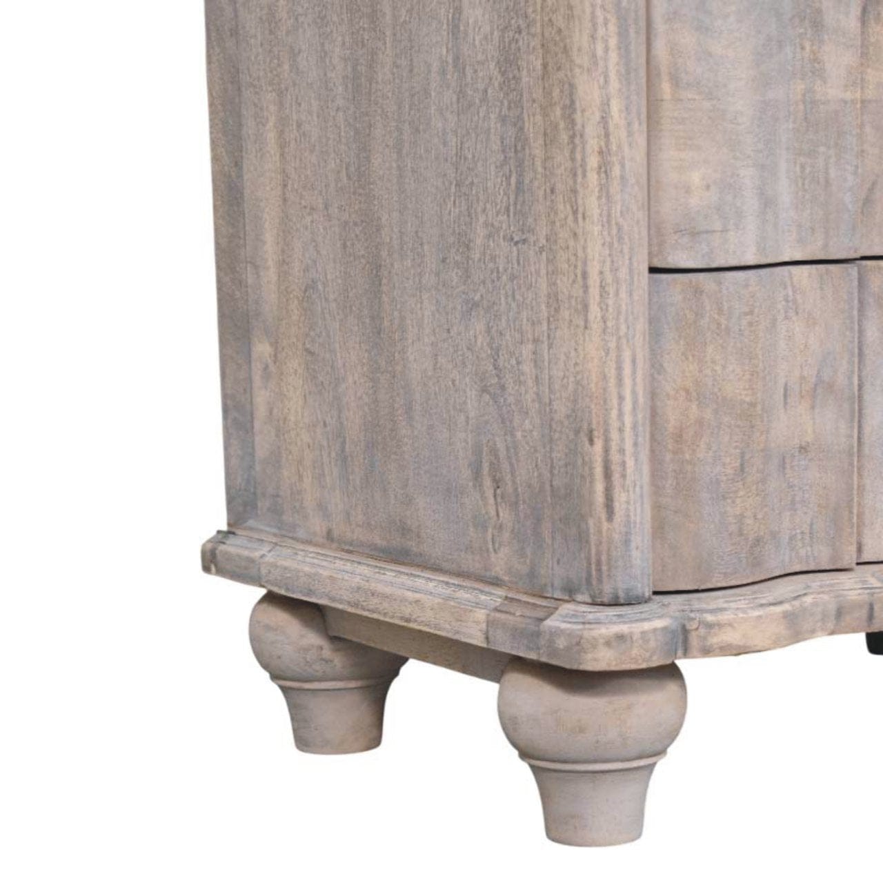 Handcrafted Beaumont Curved Nightstand - Solid Mango Wood Bedside Table for Bedroom - product view 7 showing handcrafted...