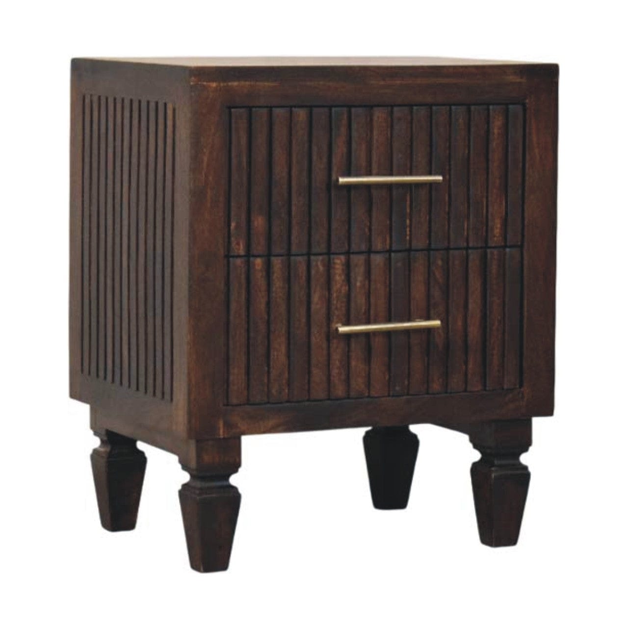 Handcrafted Belmont 2 Drawer Nightstand - Solid Mango Wood Bedside Table for Bedroom - product view 2 showing handcrafted...