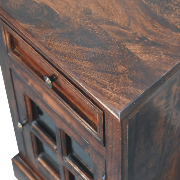 Handcrafted Cherry Nightstand - Solid Mango Wood Bedside Table for Bedroom - product view 5 showing handcrafted solid...