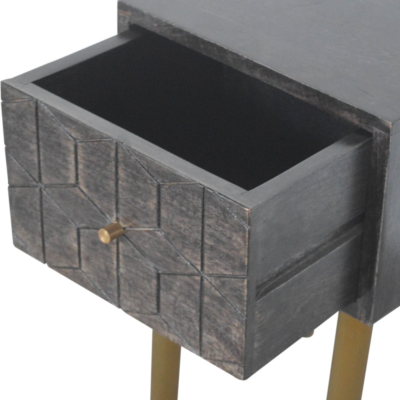 Handcrafted Doha Nightstand - Solid Mango Wood Bedside Table for Bedroom - product view 5 showing handcrafted solid mango...
