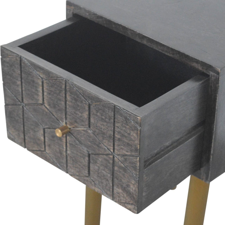 Handcrafted Doha Nightstand - Solid Mango Wood Bedside Table for Bedroom - product view 5 showing handcrafted solid mango...