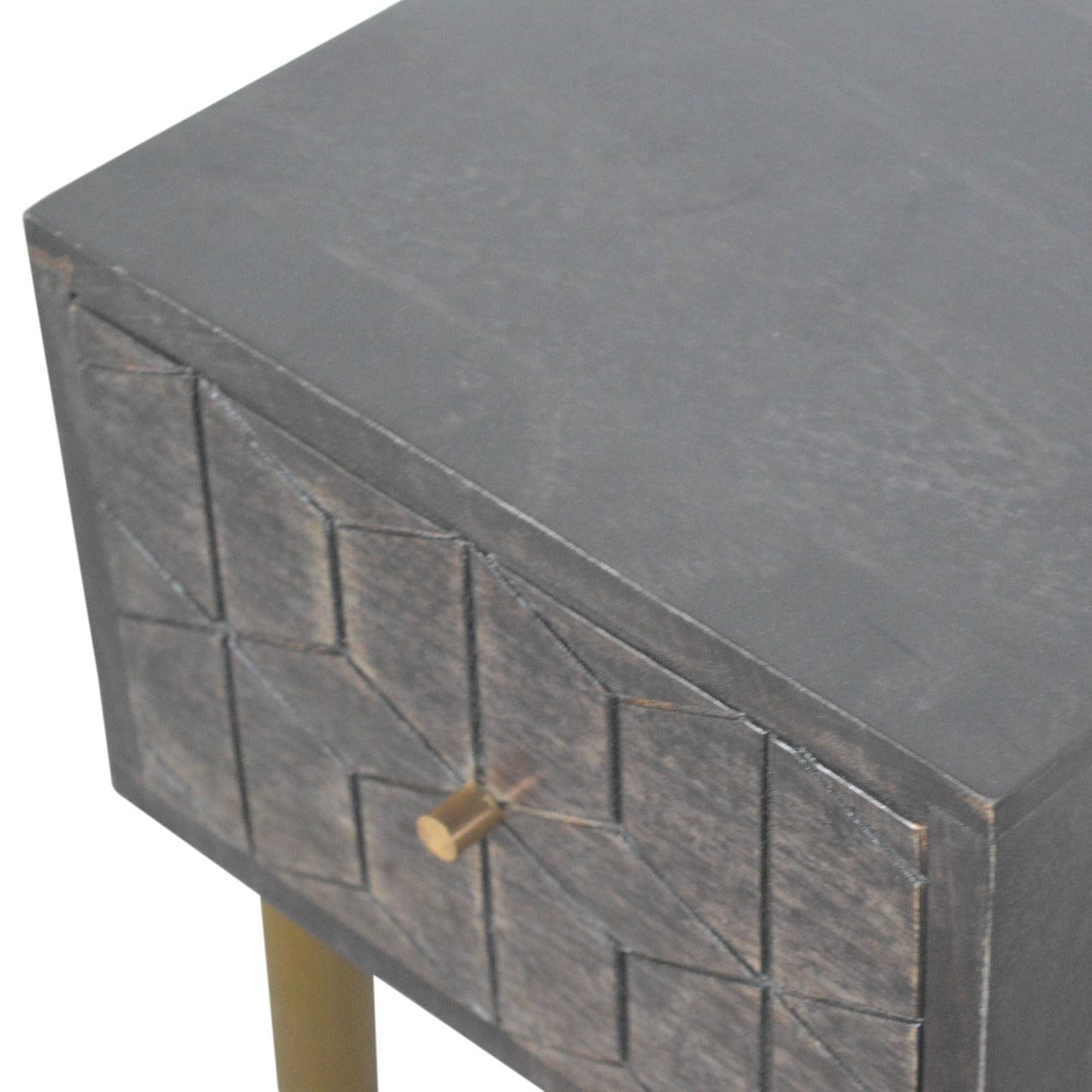 Handcrafted Doha Nightstand - Solid Mango Wood Bedside Table for Bedroom - product view 4 showing handcrafted solid mango...