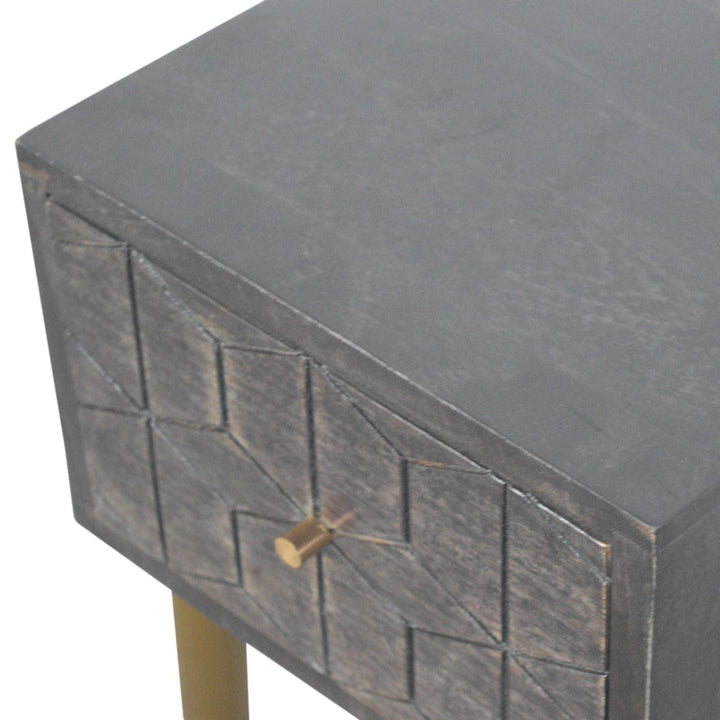 Handcrafted Doha Nightstand - Solid Mango Wood Bedside Table for Bedroom - product view 4 showing handcrafted solid mango...