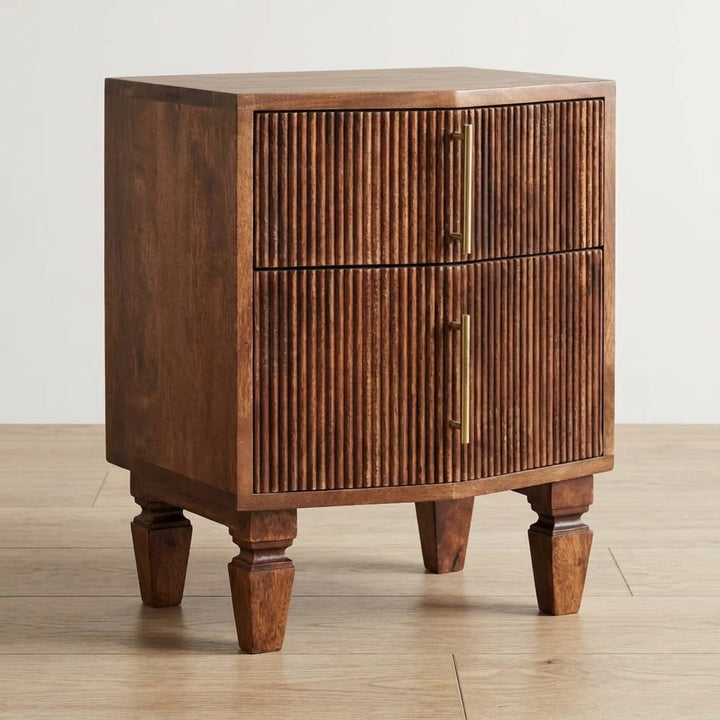 Harper Nightstand - Solid Mango Wood Bedside Table for Bedroom - main view showing handcrafted solid mango wood nightstand