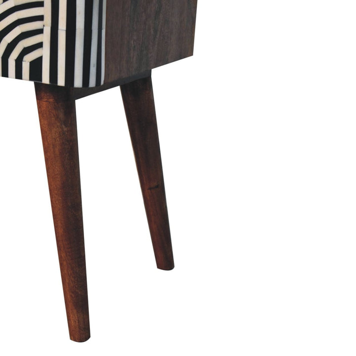 Honey Caramel Edessa Bone Inlay Nightstand - Solid Mango Wood Bedside Table for Bedroom - product view 8 showing...