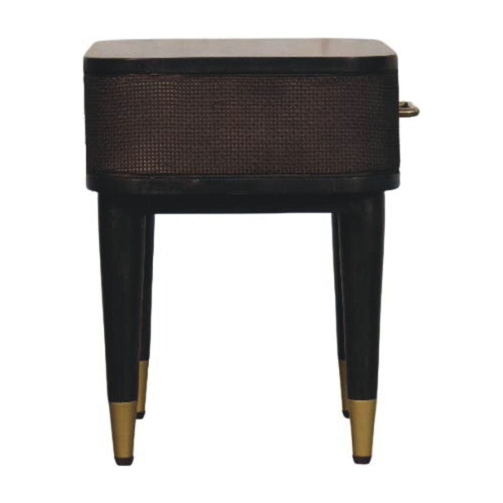 Mid-Century Modern Nightstand - Solid Mango Wood Bedside Table for Bedroom - product view 7 showing handcrafted solid...