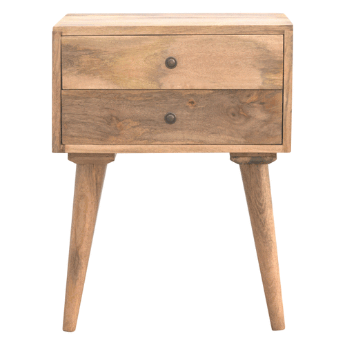 Solid Wood Nightstand - Solid Mango Wood Bedside Table for Bedroom - product view 9 showing handcrafted solid mango wood...