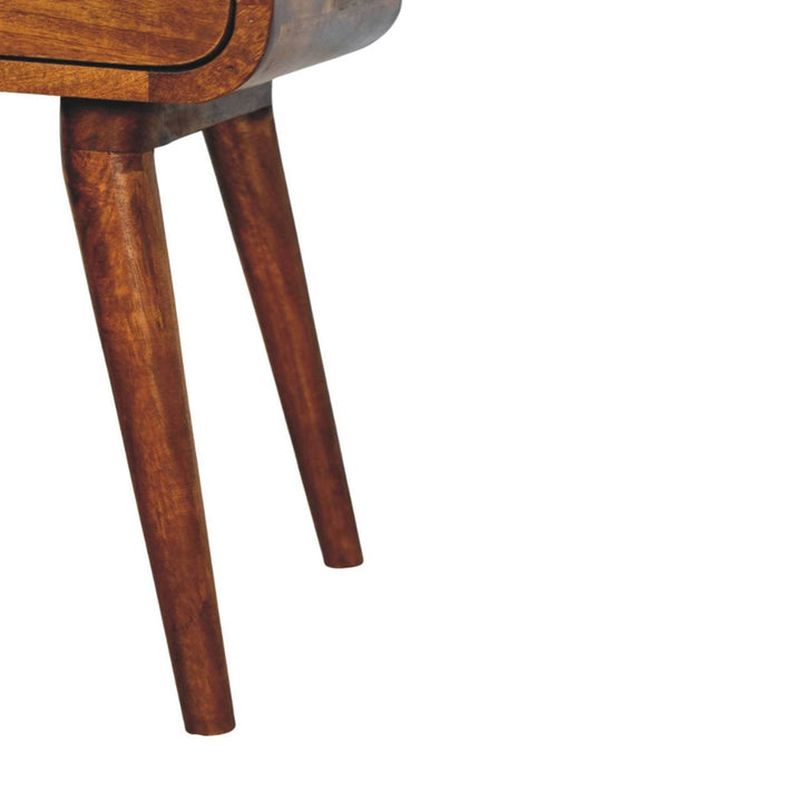 Mini Chestnut Nightstand - Solid Mango Wood Bedside Table for Bedroom - product view 7 showing handcrafted solid mango...