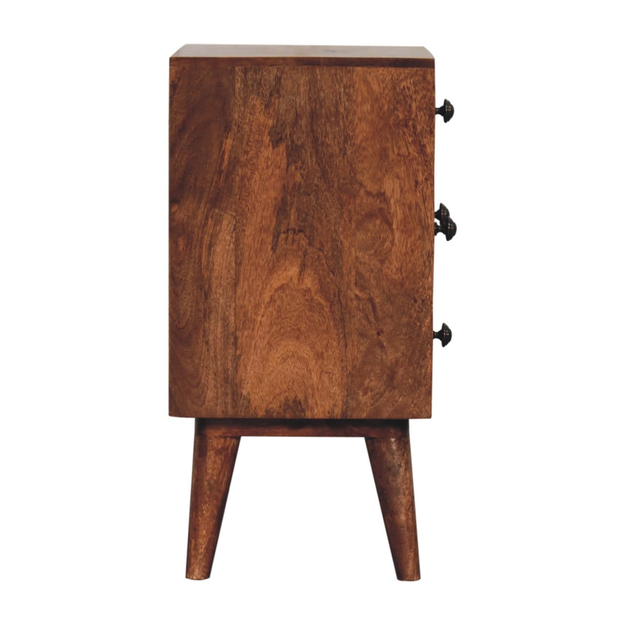 Nordic Honey Caramel Style 4 Drawer Multi Nightstand - Solid Mango Wood Bedside Table for Bedroom - product view 9...