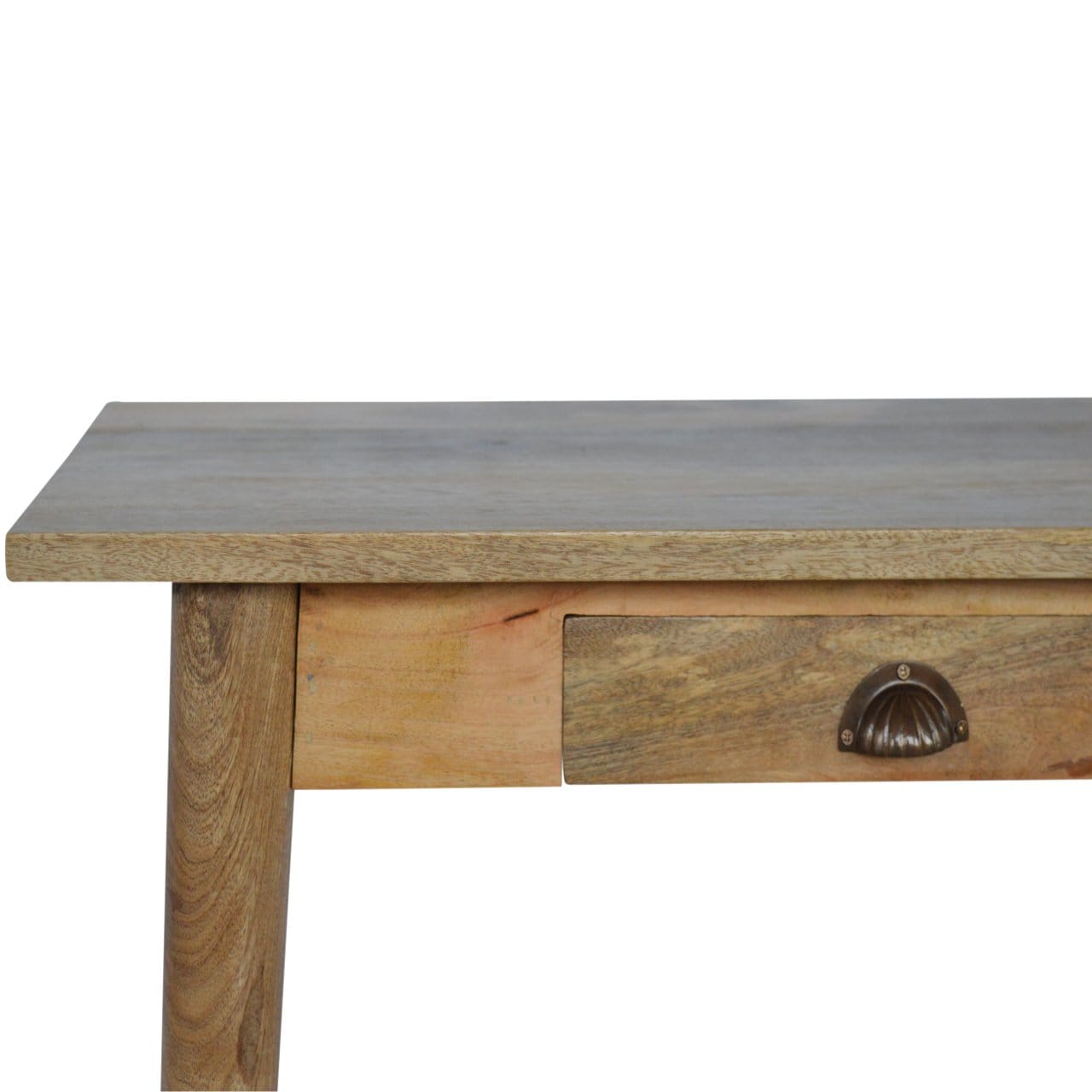 Nordic 2 Drawer Writing Desk - Solid Mango Wood Writing Table for Home Office - product view 5 showing handcrafted solid...