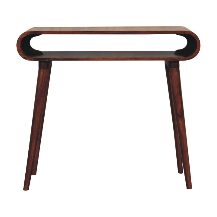 Nordic Amaya Style Console Table - Solid Mango Wood Hallway Console for Entryway - product view 2 showing handcrafted...