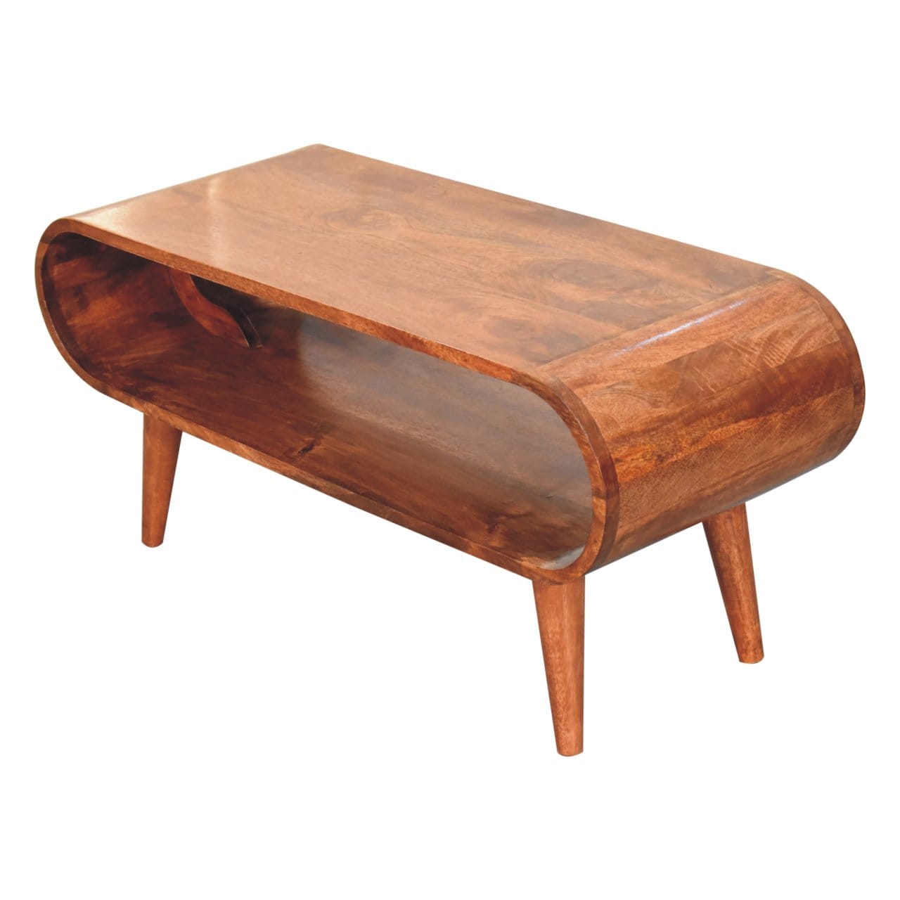 Nordic Amaya Style Honey Caramel Coffee Table - Solid Mango Wood Center Table for Living Room - product view 6 showing...