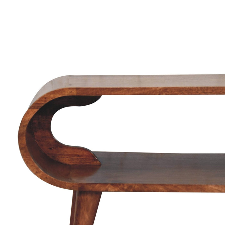 Nordic Amaya Style Honey Caramel Coffee Table - Solid Mango Wood Center Table for Living Room - product view 5 showing...