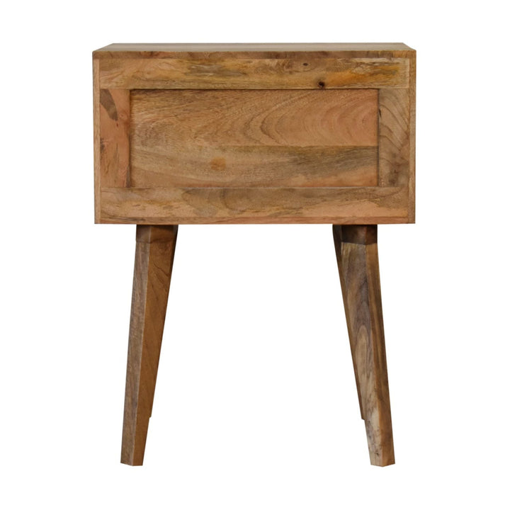 Nordic Bone Inlay Scandi Nightstand - Solid Mango Wood Bedside Table for Bedroom - product view 11 showing handcrafted...