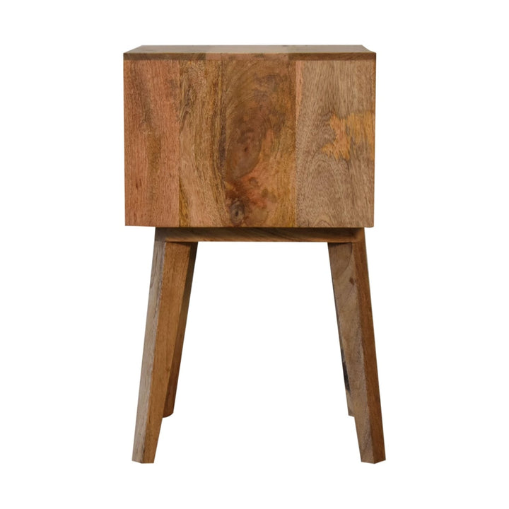 Nordic Bone Inlay Scandi Nightstand - Solid Mango Wood Bedside Table for Bedroom - product view 10 showing handcrafted...