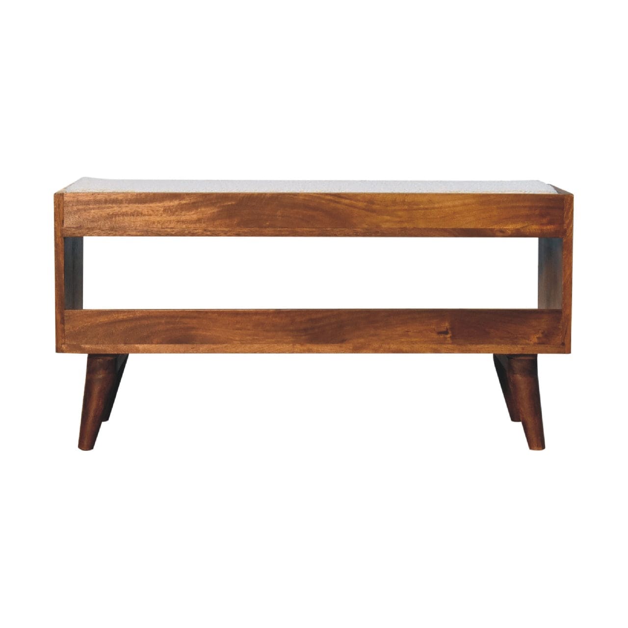 Nordic Boucle Storage Bench - Solid Mango Wood Seating Furniture for Entryway - product view 8 showing handcrafted solid...