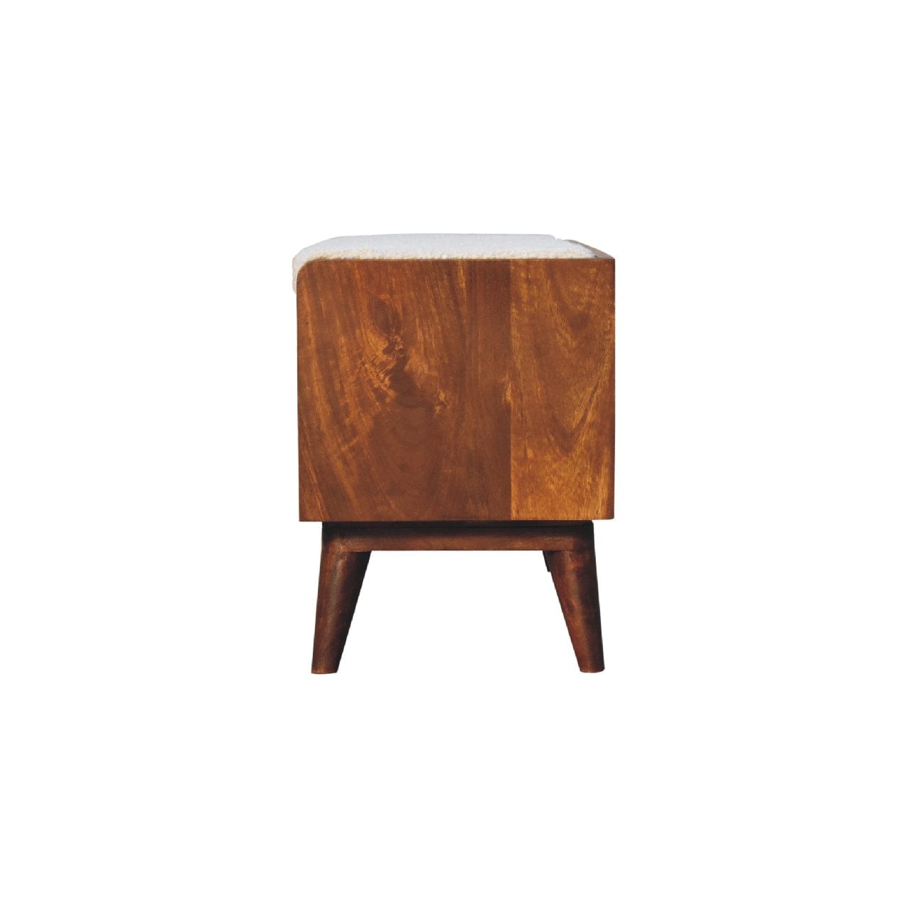 Nordic Boucle Storage Bench - Solid Mango Wood Seating Furniture for Entryway - product view 7 showing handcrafted solid...