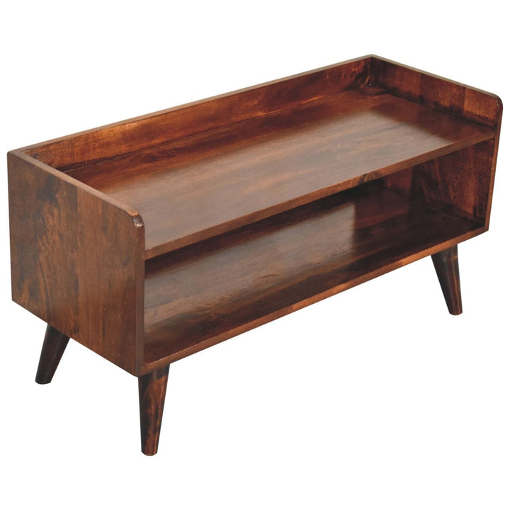 Nordic California Walnut Storage Bench - Solid Mango Wood Seating Furniture for Entryway - product view 7 showing...