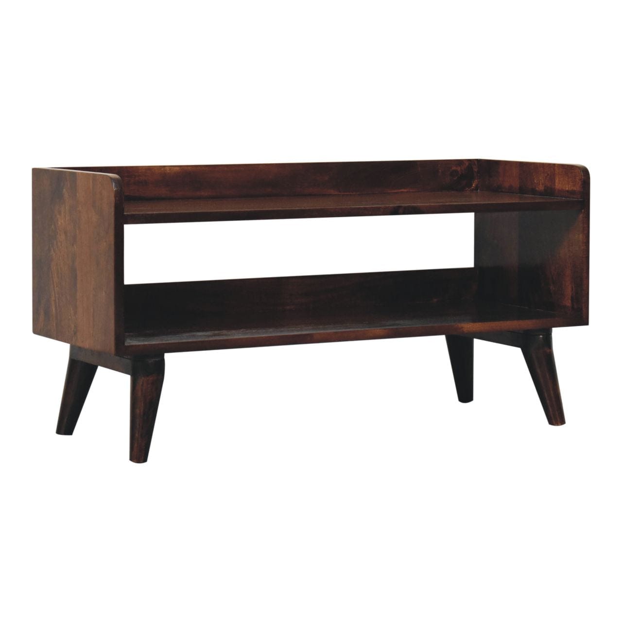 Nordic California Walnut Storage Bench - Solid Mango Wood Seating Furniture for Entryway - product view 3 showing...