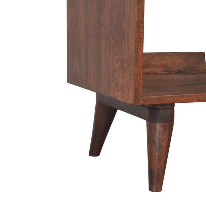 Nordic Cherry Storage Bench - Solid Mango Wood Seating Furniture for Entryway - product view 5 showing handcrafted solid...