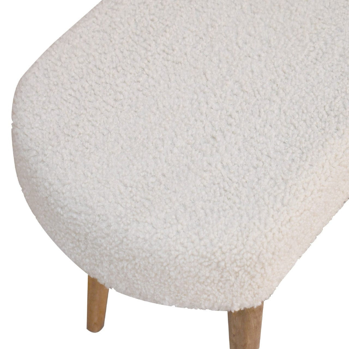 Nordic Cream Boucle Bench - Solid Mango Wood Seating Furniture for Entryway - product view 5 showing handcrafted solid...