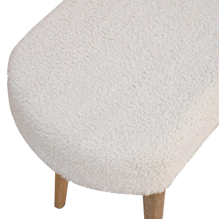 Nordic Cream Boucle Bench - Solid Mango Wood Seating Furniture for Entryway - product view 5 showing handcrafted solid...