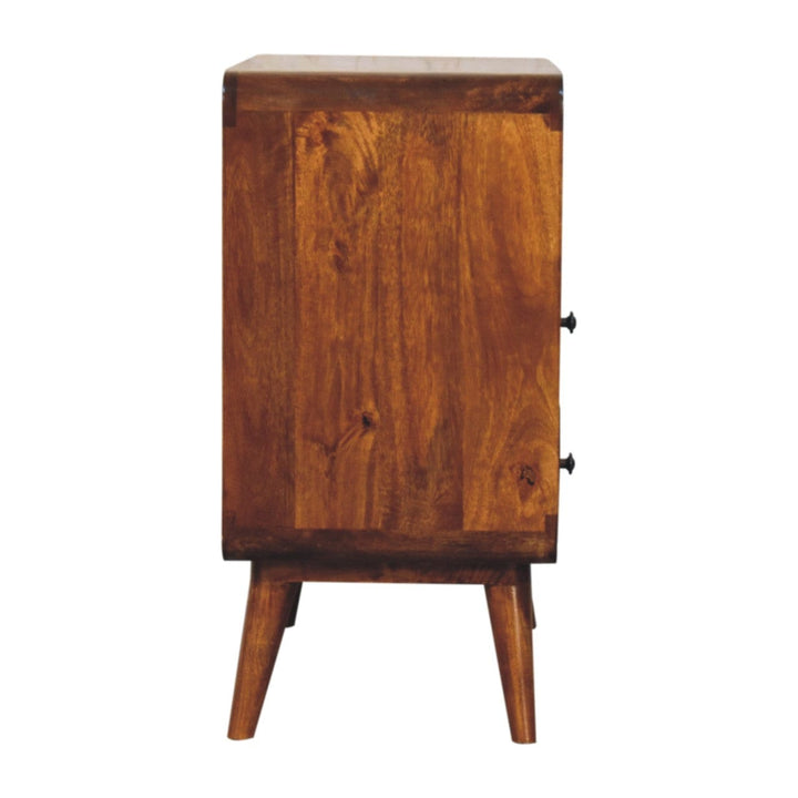 Nordic Curved Charm Dresser - Solid Mango Wood Storage Chest for Bedroom - product view 8 showing handcrafted solid mango...