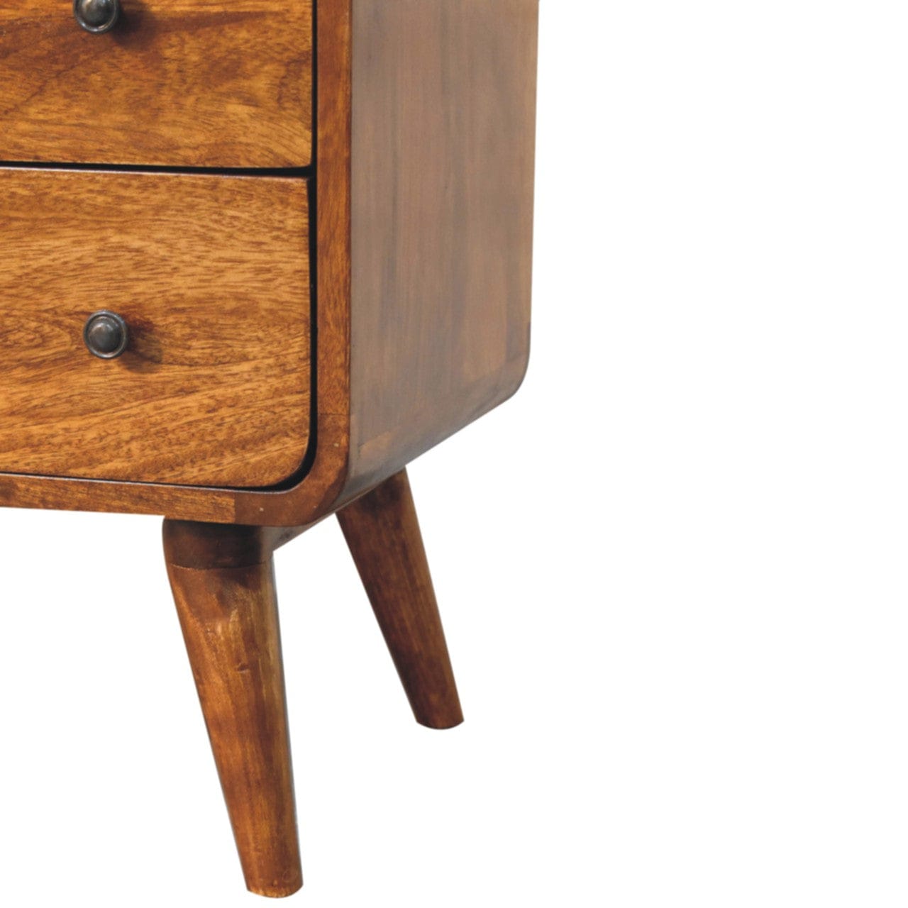 Nordic Curved Charm Dresser - Solid Mango Wood Storage Chest for Bedroom - product view 7 showing handcrafted solid mango...