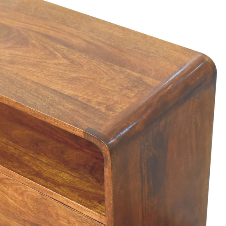 Nordic Curved Charm Dresser - Solid Mango Wood Storage Chest for Bedroom - product view 6 showing handcrafted solid mango...