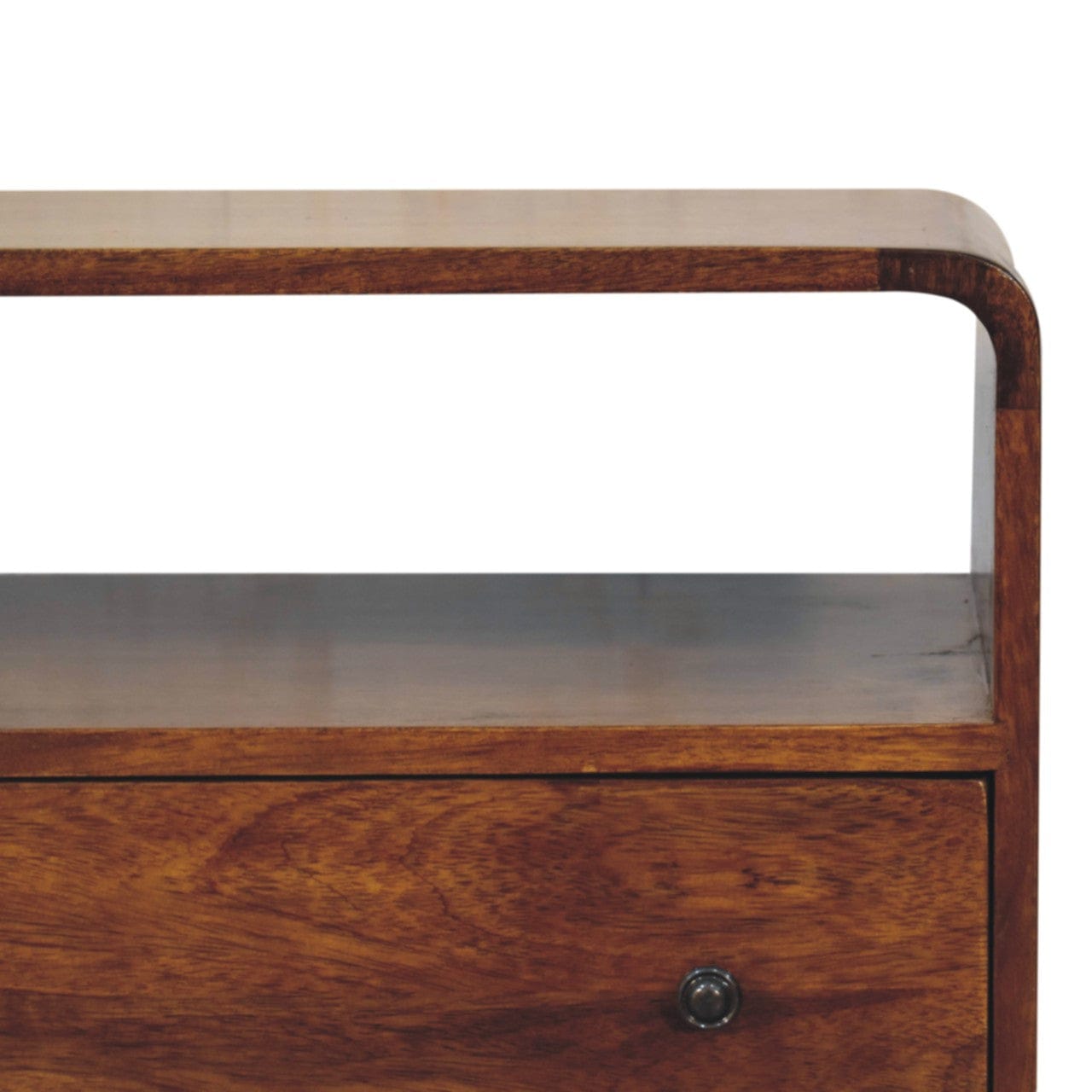 Nordic Curved Charm Dresser - Solid Mango Wood Storage Chest for Bedroom - product view 4 showing handcrafted solid mango...