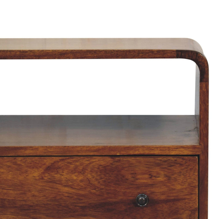 Nordic Curved Charm Dresser - Solid Mango Wood Storage Chest for Bedroom - product view 4 showing handcrafted solid mango...