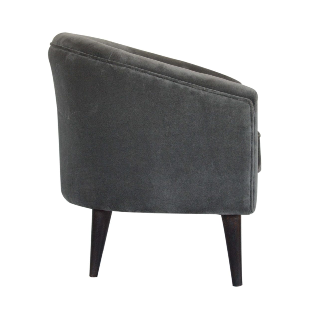 Nordic Grey Velvet Style Armchair - Solid Mango Wood Accent Chair for Living Room - product view 8 showing handcrafted...