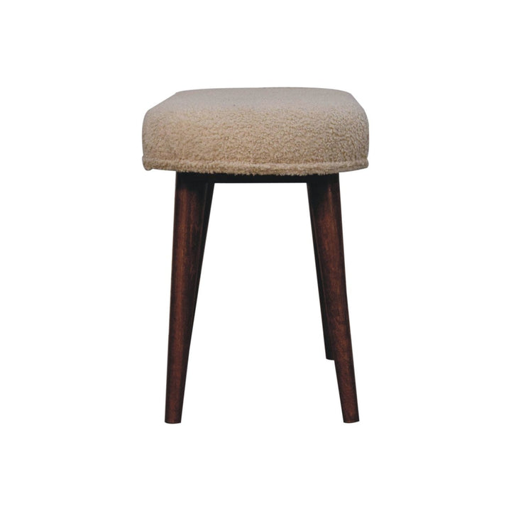 Nordic Honey Caramel Boucle Cream Bench - Solid Mango Wood Seating Furniture for Entryway - product view 7 showing...