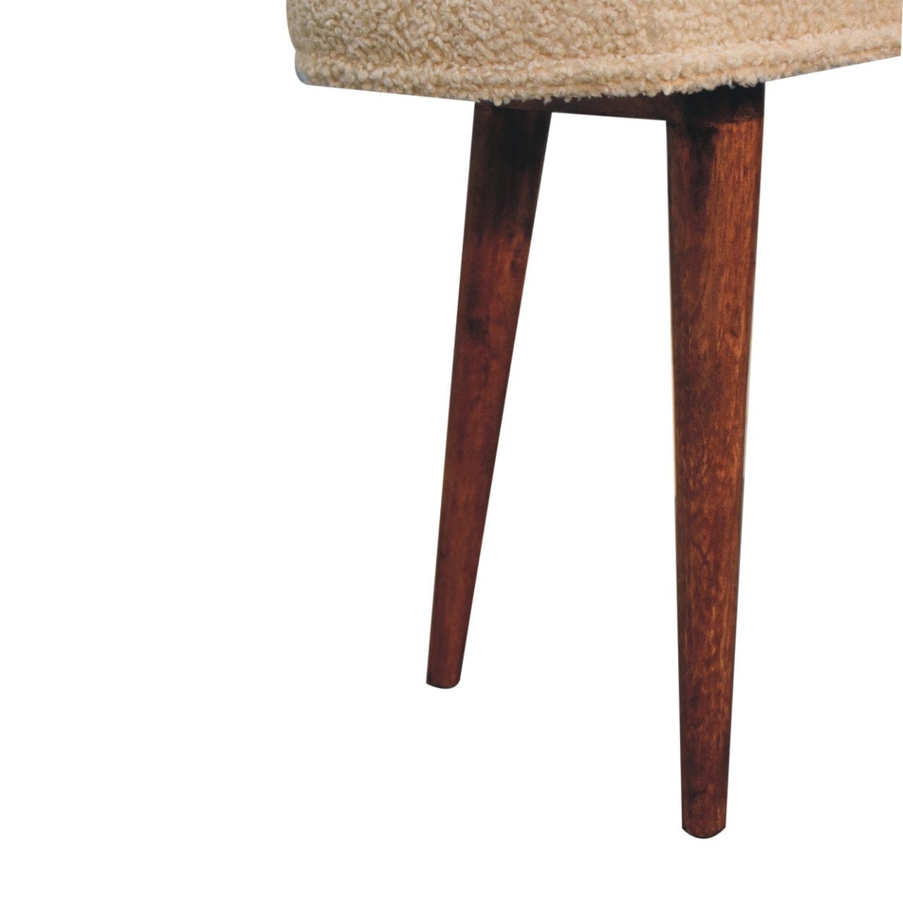 Nordic Honey Caramel Boucle Cream Bench - Solid Mango Wood Seating Furniture for Entryway - product view 6 showing...